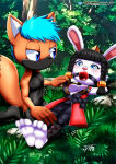  1boy 1girl anthro ball_gag barefoot bbmbbf blush bondage breasts crying diamond_level gag gagged lagomorph male male/female mobian_(species) mobius_unleashed nipples nude original_character palcomix pietro&#039;s_secret_club rabbit sega sonic_the_hedgehog_(series) tears 