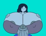  adventure_time edit futanari grey_nipples grey_skin huge_penis hyper_breasts looking_at_viewer marceline misaraya tagme turquoise_background 