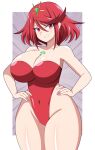 1girl 1girl abysswatchers alluring bare_legs big_breasts core_crystal female_only leotard milf nintendo pin_up pyra red_eyes red_hair short_hair xenoblade_(series) xenoblade_chronicles_2