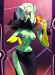  1girl coolerinker disney female_only green_body green_skin inker_comics inkershike lord_dominator medium_breasts presenting presenting_breasts red_eyes selfpic wander_over_yonder white_hair 