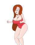 1girl aged_up big_breasts breasts cleavage curvy freckles gravity_falls happy large_breasts legs lifeguard light_skin long_hair nipple_bulge red_hair redhead smilesaidboredgirl swimsuit thighs wendy_corduroy whistle wide_hips