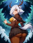  ai_generated animal_humanoid big_ass big_ass cute grey_fur grey_hair looking_back spooky&#039;s_house_of_jump_scares tirsiak wolf_ears wolf_tail 