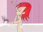 1girl 1girl 2024 cartoon_network closed_eyes female_only foster's_home_for_imaginary_friends frankie_foster naked_female nude nude nude_female red_hair sexy shower sideboob wet