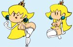 1girl arm_gloves blonde_hair breasts coolerinker crown female_only hanging_breasts inker_comics inkershike kneel mario_(series) nintendo nude pearl_earrings princess princess_peach stockings terminalmontage v white_legwear wink