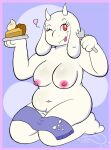  1girl 2022 2d 2d_(artwork) 4_fingers adorable anthro anthro_only areola artist_logo artist_name big_breasts blep boss_monster bovid breasts caprine cute cutlery delta_rune_(emblem) dessert digital_media_(artwork) eyelashes female_anthro female_only floppy_ears food fork fur furaffinity furry furry_female furry_only goat goat_ears goat_girl goat_horns heart high_res holding_food holding_fork holding_object holding_plate horn horns kitchen_utensils kneeling mammal mature mature_anthro mature_female milf monster monster_girl nipples nude nude_anthro nude_female one_eye_closed pie pink_border purple_background red_eyes simple_background slightly_chubby solo_anthro solo_female third-party_source thirstspace tongue tongue_out tools toriel undertale undertale_(series) video_game_character video_games white_body white_fur wink winking_at_viewer 