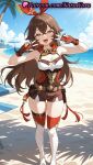 1girl 1girl 1girls 2025 ahegao ai ai_generated amber_(genshin_impact) anime anime_style armpit armpits bangs bare_shoulders beach beach_chair belt belt_pouch big_breasts bird blue_sky blush boots breasts brown_eyes brown_gloves brown_hair brown_shorts bust cleavage cloud crossed_bangs day double_v double_w female_focus female_only fingerless_gloves full_body genshin_impact gloves goggles goggles_around_neck hair_between_eyes hair_bow hair_ribbon hairband heart heart-shaped_pupils hentai high_quality high_res high_res high_resolution long_hair looking_at_viewer medium_breasts natsuyoru ocean open_mouth outside palm_tree patreon pouch red_gloves red_ribbon red_thighhighs ribbon sand shore short_shorts shorts sky sleeveless smile solo_female stable_diffusion standing stockings sunlight symbol-shaped_pupils teeth thigh_high_boots thigh_strap thighhighs_under_boots thighs tongue tongue_out tree umbrella upper_teeth_only vision_(genshin_impact) voluptuous voluptuous_female w water white_footwear