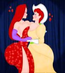  2_girls bedroom_eyes big_ass big_breasts bootijuse brown_hair disney jessica_rabbit red_hair slue-foot_sue slue_foot_sue symmetrical_docking who_framed_roger_rabbit yuri 