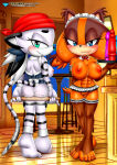 1girl 2_girls abs anthro areola ass babydoll badger bbmbbf big_breasts blue_eyes blush breasts brown_fur diamond_level dildo feet felid feline felis female_only furry furry_only jian_the_tiger looking_at_viewer maid maid_uniform mobius_unleashed mustelid orange_body orange_fur palcomix pietros_secret_club pose posing pussy seductive_look sega sex_toy sonic_boom sonic_the_hedgehog_(archie) sonic_the_hedgehog_(comics) sonic_the_hedgehog_(series) sticks_the_badger sticks_the_jungle_badger striped_body teen teenage_girl tiger white_body white_fur