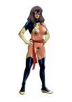 1girl altered_costume bleepideeboop boots breasts breasts_out brown_eyes brown_hair brown_nipples dark-skinned_female dark_skin erotic_earth female_only full_body gloves hands_on_hips human human_only inhuman kamala_khan looking_at_viewer marvel marvel_comics mask modified_costume ms._marvel ms._marvel_(kamala_khan) older older_female pakistani pakistani_female partially_nude pose posing posing_for_the_viewer pubic_hair scarf standing superhero_costume unshaved_pussy young_adult young_adult_female young_adult_woman