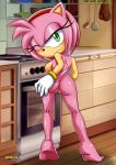 1girl amy_rose anthro ass barefoot bbmbbf feet female full_body furry gloves hedgehog kitchen looking_at_viewer looking_back mobius_unleashed nude palcomix pussy sega sideboob solo sonic_(series) sonic_the_hedgehog_(series)