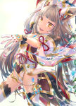  1girl 1girl alluring animal_ears cat_ears cat_girl facial_mark fuwamoko_momen_toufu gloves grey_hair high_res leotard nia nia_(blade)_(xenoblade) nia_(xenoblade) small_breasts spoilers tattoo twin_tails xenoblade_(series) xenoblade_chronicles_2 