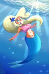  1girl activision bandicoot blonde_hair coco_bandicoot crash_(series) female marsupial mermaid ponytail solo sonicranticoot underwater 