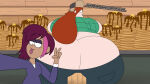  2_girls altzegoz_(artist) ass ass_crack ass_focus ass_overhang eating eating_food freckles ginger gravity_falls looking_at_viewer morbidly_obese morbidly_obese_female obese obese_female overweight pancakes peace_sign questionable_consent selfpic surprised talking_to_another tambry text tongue_out wendy_corduroy 