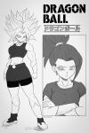  1girl 1girl big_breasts black_shorts breasts dragon_ball dragon_ball_super full_body hair_ornament kale_(dragon_ball) legs miniskirt muscular shorts skirt 