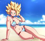 1girl 1girl attractive beach beautiful_female beautyful big_breasts bikini bitch blonde_hair bodysuit breasts caulifla dragon_ball dragon_ball_super earrings excited excited_for_sex exhibitionism female_focus female_pervert female_pov female_pubic_hair female_sub hooker panties perfect perfection pervert potara potara_earrings prostitute prostitution provocating provocative sex_invitation sexually_suggestive submission super_saiyan