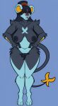  1girl big_ass big_breasts black_hair black_skin long_ears long_hair luxray milf necklace posing seductive sketchybug tail tamayo_the_luxray 