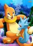  1female 1male bbmbbf buizel cum cum_in_mouth fellatio horsea nintendo oral palcomix penis penis_in_mouth pokemon pokepornlive underwater 