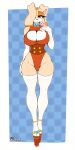  1girl big_ass big_breasts bikini brown_skin cream_the_rabbit cute gloves long_ears platform_shoes posing rabbit red_swimsuit seductive sega sonic_(series) tailsrulz thighs white_skin 