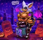 1girl anthro ass bat big_breasts boots breasts clothing footwear furry halloween holidays huge_breasts mammal nipples rouge_the_bat sega snao wings