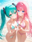  2_girls beach couple megurine_luka miku_hatsune tagme vocaloid 