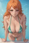  1girl 1girl 1girl 2024 alluring big_breasts big_breasts bikini bracelets breasts curvaceous curvy curvy_body curvy_female curvy_figure deviantart_link female_only flowerxl hourglass_figure light-skinned_female long_hair looking_at_viewer nami nami_(one_piece) one_piece orange_eyes orange_hair pool swimming_pool tattoo tattoo_on_arm two-piece_swimsuit two_piece_swimsuit voluptuous voluptuous_female water wet wide_hips 