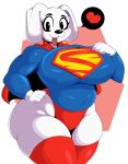  1girl abstract_background ass breasts breasts dog furry genderswap krypto krypto_the_superdog red_background sexy superhero superheroine unknown_artist white_background 