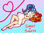 2girls ass equestria_girls female/female female_human female_only friendship_is_magic hand_on_ass humanized kissing my_little_pony sonata_dusk sunset_shimmer superkeen yuri