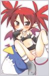 1girl bare_shoulders bat_wings disgaea etna gloves makai_senki_disgaea panties prinny saliva underwear wings