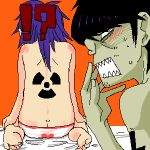  !? gorillaz murdoc murdoc_nicalls noodle_(gorillaz) orange_background 