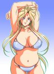 armpits belldandy belly breasts chubby garakutaya grown_up hair huge_breasts lipstick navel nipples oh_my_goddess!