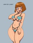 big_breasts bikini breasts brown_hair danny_phantom darkeros13 heart_bikini looking_at_viewer madeline_fenton purple_eyes text