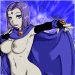  1:1_aspect_ratio 1girl dc dc_comics e! female female_only forehead_jewel functionally_nude low_resolution purple_hair rachel_roth raven_(dc) solo superheroine teen_titans 