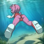  1girl amy_rose asphyxiation back_view cameltoe drown drowning female hedgehog one-piece_swimsuit sega solo sonic_(series) sonic_the_hedgehog_(series) swimsuit tagme underwater underwater_peril yurifurryuw 