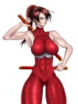  1girl alluring artnspartn athletic_female black_hair bodysuit brown_eyes female_abs fit_female ninja project_soul soul_calibur soul_calibur_ii soul_calibur_iii soul_calibur_vi taki taki_(soulcalibur) weapons 