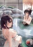  2_girls alluring big_breasts black_hair blue_eyes naked_towel onsen purple_eyes silf silfs sisters smodzz998 wet wink yahari_ore_no_seishun_lovecome_wa_machigatteiru. yukinoshita_haruno yukinoshita_yukino 