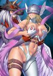 1boy 1girl angel_wings angewomon armpit_crease astamon asymmetrical_clothes bar_censor bare_shoulders belt big_breasts blonde_hair bodysuit breast_grab breasts brown_belt censored clenched_teeth clothing_cutout commentary_request commission covered_collarbone covered_eyes cowboy_shot deep_skin digimon digimon_(creature) doggy_position fang feathered_wings from_behind from_behind_position gattsun gloves grabbing grabbing_from_behind grey_jacket grin groin groping_ass groping_breasts hagoromo helmet holding_another's_wrist horns jacket leg_belt long_hair long_sleeves male male/female mask multiple_wings navel navel_cutout nipple_tweak nipples open_clothes open_jacket pants pinstripe_pants pinstripe_pattern purple_pants pussy pussy_juice red_eyes saliva sex sex_from_behind shawl sidelocks skeb_commission smile standing standing_sex stomach stomach_bulge straight striped sweat tagme teeth underbust vaginal vaginal_penetration white_bodysuit white_gloves white_hair winged_helmet wings