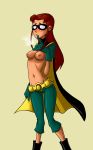 1girl breasts cosplay dante_rain dc dc_comics female female_only koriand'r mask nipples red_hair solo starfire superheroine teen_titans