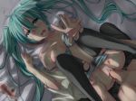 beaten bed bed_sheet black_legwear blood blue_eyes blue_hair blush bra breasts bruise bunguru clothed_sex cum cut cuts female hatsune_miku injury legs_up long_hair lying menstrual_pad missionary on_back panties panty_pull penis pubic_hair pussy_juice rape sex sheet_grab tampon tears thighhighs torn_clothes torn_thighhighs twintails uncensored underwear vaginal very_long_hair virgin vocaloid yuttan