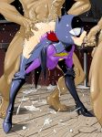 2boys ass ass_grab barbara_gordon batgirl batman_(series) bent_over blush boots cape clothed_female_nude_male cum cum_explosion cum_in_mouth cum_in_pussy cum_on_floor dc dc_comics doggystyle double_penetration female ffnf gangbang gloves group_sex hair hands_on_knees hands_on_thighs high_heel_boots high_heels mask multiple_boys noq noukyuu oral rape red red_hair sex spitroast superhero the_batman thigh_boots thighhighs threesome