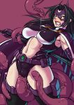 belt black_hair breasts dc_comics female grey_eyes huntress lips mask mikoyan navel tentacle vaginal