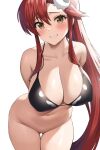 1girl absurd_res alluring bare_legs big_breasts bikini breasts jasony light-skinned_female long_hair naked_from_the_waist_down ponytail pussy red_hair smile tengen_toppa_gurren-lagann thick_thighs yoko_littner