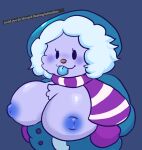 1girl 2024 anthro anthro_female anthro_only beady_eyes bear bear_(game) bear_alpha bear_humanoid big_breasts blizzard_(bear) blue_blush blue_body blue_fur blue_nipples blue_tongue blush breasts breasts_out cheek_tuft chest_tuft clothed clothing colored dot_eyes eyelashes female_anthro female_focus female_only furry furry_only gloves grossthing_(artist) hood light_blue_fur parka request roblox roblox_game scarf simple_background solo_female solo_focus striped_scarf text tongue tongue_out ursid ursid_humanoid ursine ursine_humanoid winter_clothes