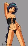 1girl aladdin_(series) alluring athletic_female bare_legs black_hair corset disney false_emporor female_abs fit_female panties posing princess_jasmine