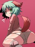 1girl ? animal_ears ass dog_ears female green_eyes green_hair hakika kasodani_kyouko looking_at_viewer panties pokemon short_hair sitting solo tail touhou underwear wariza