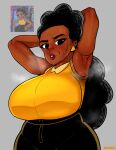  1girl african african_female armpits big_breasts black_hair dark-skinned_female gilf grandmother hikinks huge_breasts long_hair looking_at_viewer marvel mature_female mimi_lafayette moon_girl_and_devil_dinosaur musky smelly smelly_armpits sweat sweaty_armpits voluptuous voluptuous_female wrinkles 