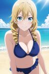 alluring aqua_eyes beach big_breasts bikini blonde_hair blue_sky cleavage miura_yumiko ocean yahari_ore_no_seishun_lovecome_wa_machigatteiru. zengai