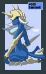  1_female 1_girl anthro breasts female female_only horn nipples pokemon pokemorph samurott sitting the_pokedex_project water 