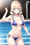 1girl alluring aqua_eyes big_breasts bikini blonde_hair cleavage miura_yumiko swimming_pool under_boob yahari_ore_no_seishun_lovecome_wa_machigatteiru. zengai