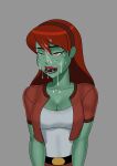 1girl big_breasts breasts comic_book_character female_focus freckles green_skin high_res long_hair martian megan_morse miss_martian orange_eyes patreon patreon_paid patreon_reward red_hair solo_female something_unlimited sunsetriders7 superheroine tagme teen