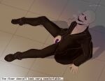  1boy 2d 2d_(artwork) arm_support artist_name bad_id bad_tumblr_id black_clothing blush bulge clothed clothed_male digital_media_(artwork) english_text erection erection_under_clothes floor gaster gaster_(undertale) giaru_(artist) hand_on_own_crotch horny horny_male humanoid looking_down male male_only monster sitting sitting_on_floor solo solo_male text third-party_source tumblr_username undertale undertale_(series) video_games visible_breath wingdings 